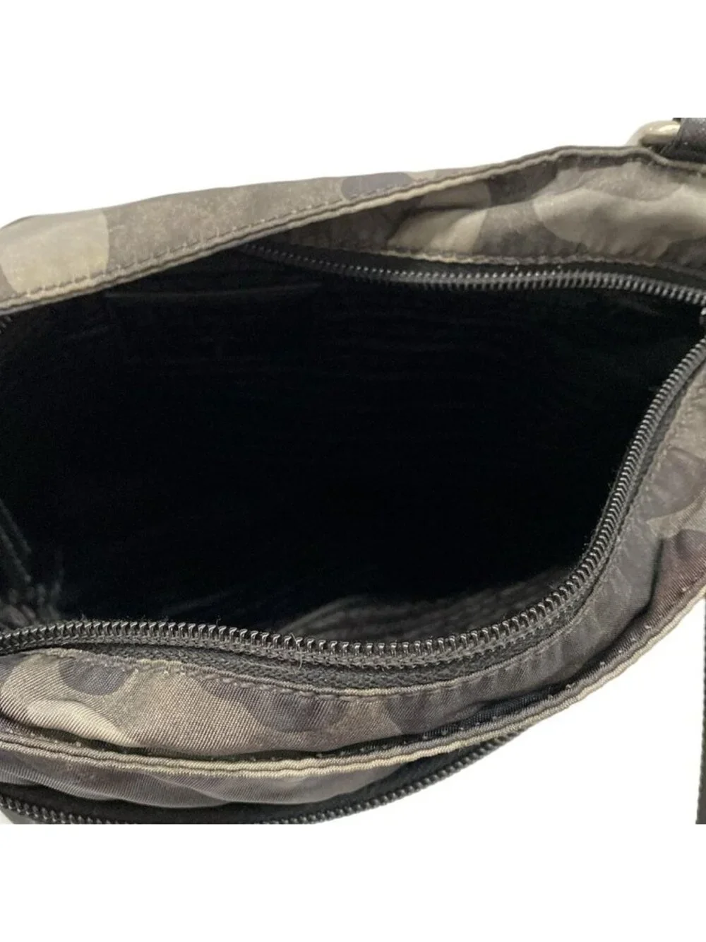 Prada Shoulder Bag Green Black Multi Camouflage Pattern Leather Tag - Picture 7 of 15